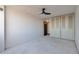 Bedroom with a ceiling fan and double closet for ample storage space at 1850 Folsom St # 411, Boulder, CO 80302