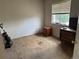 Bedroom with carpet, window, and furniture, but in need of cleaning and decluttering at 14874 E 52Nd Ave, Denver, CO 80239