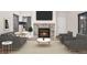 Bright living room features a stone fireplace and hardwood floors, perfect for entertaining at 2685 S Dayton Way # 234, Denver, CO 80231