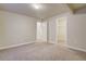 Finished basement bedroom with neutral carpeting and white trim throughout at 6812 Indian Paintbrush St, Frederick, CO 80530