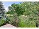 A vibrant park view with lush trees, a grassy lawn, and a charming playground visible from the property at 76 Mineola Ct, Boulder, CO 80303