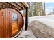 Unique exterior sauna, nestled in a snowy landscape, offers a private and rejuvenating spa experience at 293 Settlers Dr, Breckenridge, CO 80424