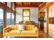 Cozy living room featuring a dining area, with hardwood floors, and a comfortable yellow sofa at 393 Dixon Rd, Boulder, CO 80302