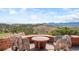 Outdoor patio featuring unique elephant-shaped chairs and a round table with a scenic mountain view at 393 Dixon Rd, Boulder, CO 80302