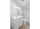 Well-lit bathroom with a modern vanity, shower, and toilet for everyday convenience at 9320 Fir Dr, Thornton, CO 80229