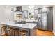 Modern kitchen features stainless steel appliances and white quartz countertops at 2775 E Dartmouth Ave, Denver, CO 80210