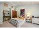 Bedroom featuring a sloped ceiling, tapestry, exterior views from windows, and stylish decor at 2107 Ridge Plaza Dr, Castle Rock, CO 80108