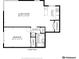 Detailed floor plan showcasing the layout of the bedroom, living room, kitchen and bathroom with storage and closet spaces at 320 S Ames St # 5, Lakewood, CO 80226