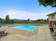 This large community pool is surrounded by chairs and trees at 8378 S Upham Way # B205, Littleton, CO 80128