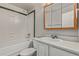 Bathroom showcasing a sink vanity and a tub with a showerhead, a space for relaxation at 18577 E Whitaker Cir # C, Aurora, CO 80015