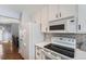 White kitchen with updated appliances and subway tile backsplash at 2808 S Fundy St, Aurora, CO 80013