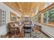 Warm living area with wood ceiling, rustic decor, and comfortable sofas, great for gatherings at 85 Revett Dr # 40, Breckenridge, CO 80424