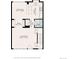 Floor plan highlighting the layout of the second floor, including the kitchen, living room, and office at 7422 E 7Th Ave # 14, Denver, CO 80230