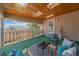 Cozy covered patio featuring skylights, charming decor, and an inviting outdoor sitting area at 31 Irene Ct, Broomfield, CO 80020