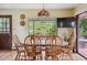 Bright dining room with wood table, chairs, decorative chandelier and window view at 2605 Cactus Cir, Golden, CO 80401