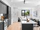 Modern kitchen featuring gray cabinets, stainless steel appliances, island with seating, and an open layout at 1601 Park Ave # 212, Denver, CO 80218