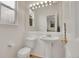 Clean and bright powder room featuring a pedestal sink and modern fixtures at 740 Boxwood Ln, Longmont, CO 80503