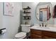 Charming powder room with a unique design, decorative accents, and modern fixtures at 8293 S Reed St, Littleton, CO 80128