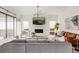 Inviting living room with a fireplace, comfortable seating, and plenty of natural light from large windows at 5831 Galena St, Denver, CO 80238