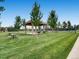 Community park with picnic tables, well-maintained lawn, shade trees, and a gazebo for outdoor gatherings at 10672 Wintersweet Pl, Parker, CO 80134
