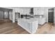 Bright kitchen features a large island with waterfall countertops, stainless steel appliances, and ample cabinet space at 11261 Moonshimmer St, Littleton, CO 80125