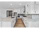 Bright kitchen features a large island with waterfall countertops, stainless steel appliances, and ample cabinet space at 11261 Moonshimmer St, Littleton, CO 80125