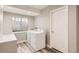 Spacious laundry room features new flooring and white appliances at 10626 Cherrybrook Cir, Highlands Ranch, CO 80126