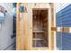 Outdoor wood sauna with glass front at 3260 Curtis St, Denver, CO 80205