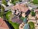 A bird's eye view of the property highlighting the backyard, pergola, patio, and lush green surroundings at 2256 S Isabell Ct, Lakewood, CO 80228