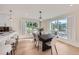 Bright dining room with large windows, modern lighting, and sleek furniture, perfect for entertaining guests at 1298 Silverheels Dr, Larkspur, CO 80118