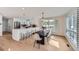 Open dining area adjacent to the kitchen featuring natural light and modern furnishings with views of the outdoors at 1298 Silverheels Dr, Larkspur, CO 80118