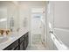 Bathroom with double vanity and bathtub at 1123 Williams Loop, Elizabeth, CO 80107