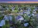 Charming neighborhood aerial view shows mature trees, and mountain views at dusk at 2666 S Green Ct, Denver, CO 80219