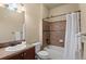Bathroom with a tub and shower combination and updated vanity at 2662 S Cathay Way # 112, Aurora, CO 80013