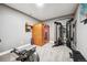 Basement exercise area with fitness equipment, sauna, and soft carpet floors at 156 Chapel Hill Cir, Brighton, CO 80601