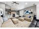 A stylish living room features two sofas and a fireplace, creating a perfect space for relaxing and entertaining at 156 Chapel Hill Cir, Brighton, CO 80601