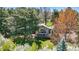 Exterior of a charming home surrounded by lush trees and vibrant foliage, with a well-kept lawn at 182 Ridge Rd, Boulder, CO 80303