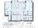Detailed floor plan of a two-bedroom condo with open living, dining, kitchen area, and two balconies at 891 14Th St # 3510, Denver, CO 80202