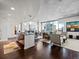 Open-concept living space with hardwood floors, modern decor, and beautiful city views at 891 14Th St # 3510, Denver, CO 80202