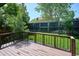 Backyard featuring a wood deck, lush greenery, and a wooden fence, providing a private outdoor space at 5651 S Himalaya Way, Centennial, CO 80015