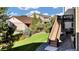 Landscaped backyard with deck and stairs at 20727 Park Hollow Dr, Parker, CO 80138