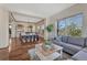 Comfortable living room with hardwood floors and a view of the dining area, great for entertaining at 4688 Cedar Glen Pl, Castle Rock, CO 80109