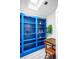 Bright office space with custom blue shelving and a skylight at 1232 Wabash St, Denver, CO 80220