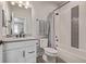 Stylish bathroom with modern fixtures, a shower-over-tub, and a sleek vanity for everyday convenience at 3256 Offbeaten Pl, Castle Rock, CO 80108