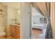 View from bathroom into bedroom at 113 Oakdale Dr, Palmer Lake, CO 80133