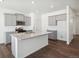 Modern kitchen features a center island, stainless steel appliances, and gray cabinets at 3226 Belleville Ridge Rd, Elizabeth, CO 80107