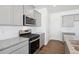 Modern kitchen features stainless steel appliances, granite countertops, and gray cabinets at 3226 Belleville Ridge Rd, Elizabeth, CO 80107