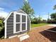 New storage shed located in the backyard at 18073 E Belleview Pl, Centennial, CO 80015