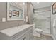 Updated bathroom with a sleek vanity, modern faucet, and glass-enclosed shower for a luxurious feel at 22965 Allendale Ave, Parker, CO 80138