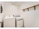 Functional laundry room featuring modern, front-loading washer and dryer at 24416 E Powers Ave, Aurora, CO 80016